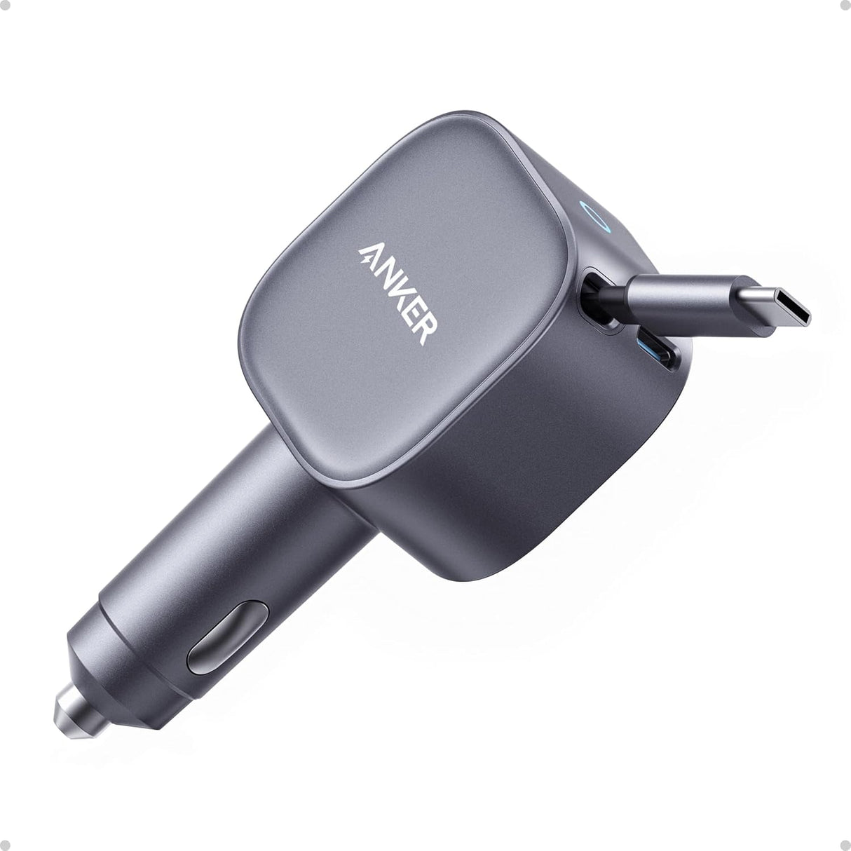 Anker USB C Car Charger, 75W Max Ultra-Compact Type-C Fast Car Charger with Built-In Retractable USB-C Cable