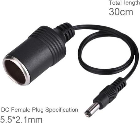 DC 5.5x2.1mm Female Plug to Car Cigarette Lighter Female Socket 12V / 24V