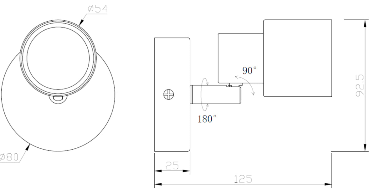 GU10 Spotlight (Matt Black) - Includes 15 LED Bulb