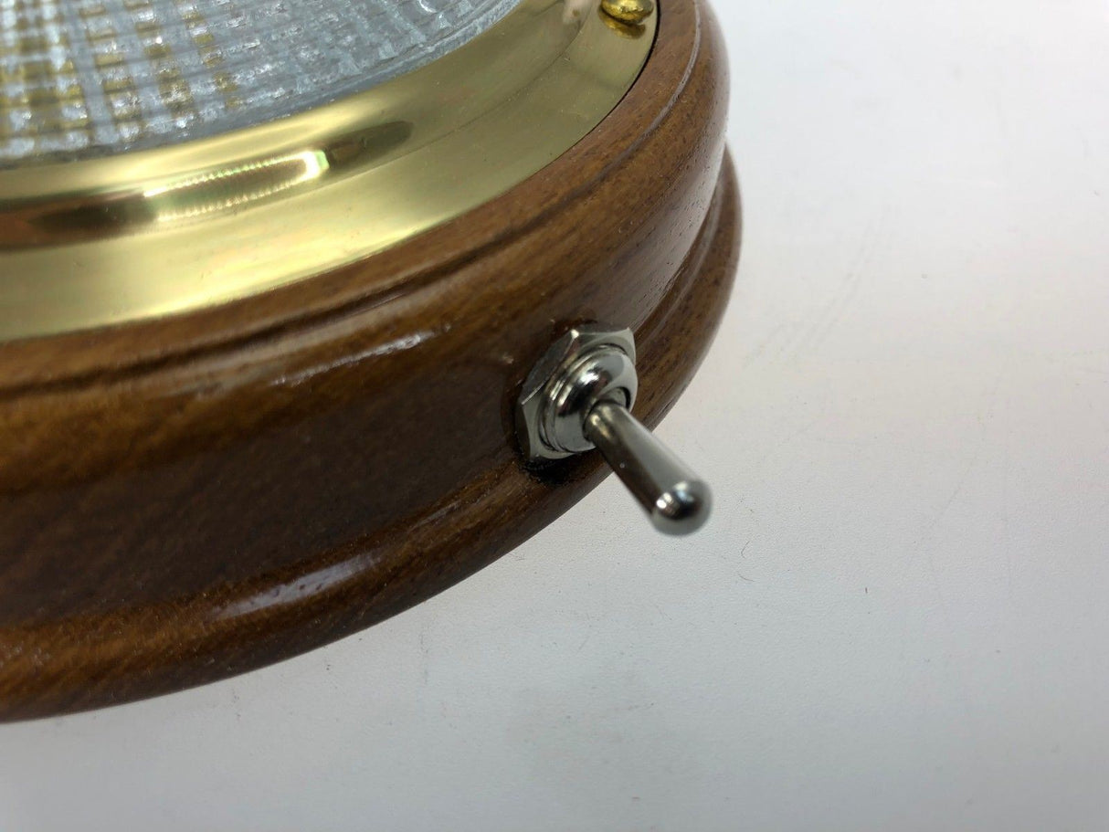 Teak Base Dome Light - Brass
