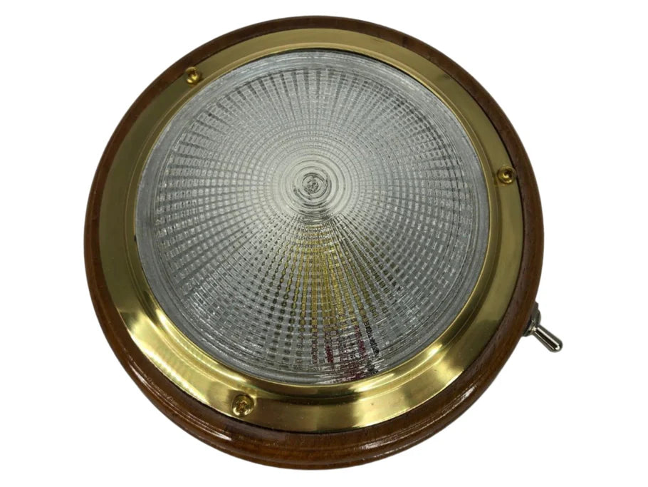 Teak Base Dome Light (Brass) 18 LED