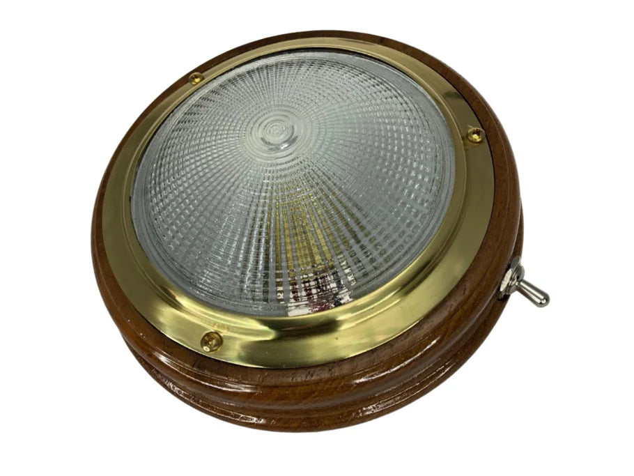 Teak Base Dome Light (Brass) 18 LED