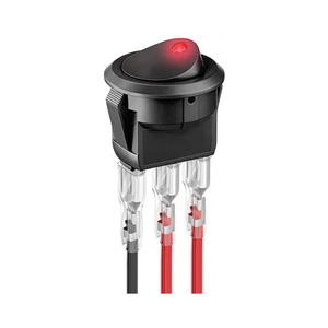 Round Rocker Switch Red LED 12V 20A 3Pin Wired LED Light Power On Off