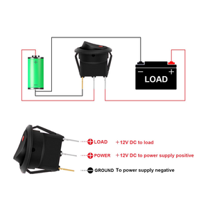 Round Rocker Switch Red LED 12V 20A 3Pin Wired LED Light Power On Off